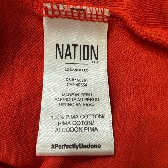 NATION LTD Habiba Fancy Tee Rouge Size XL Smocking Ruffles Pima Cotton - Picture 11 of 14